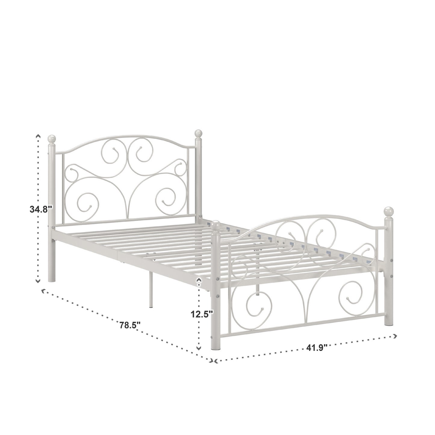 White Metal Platform Bed - Twin
