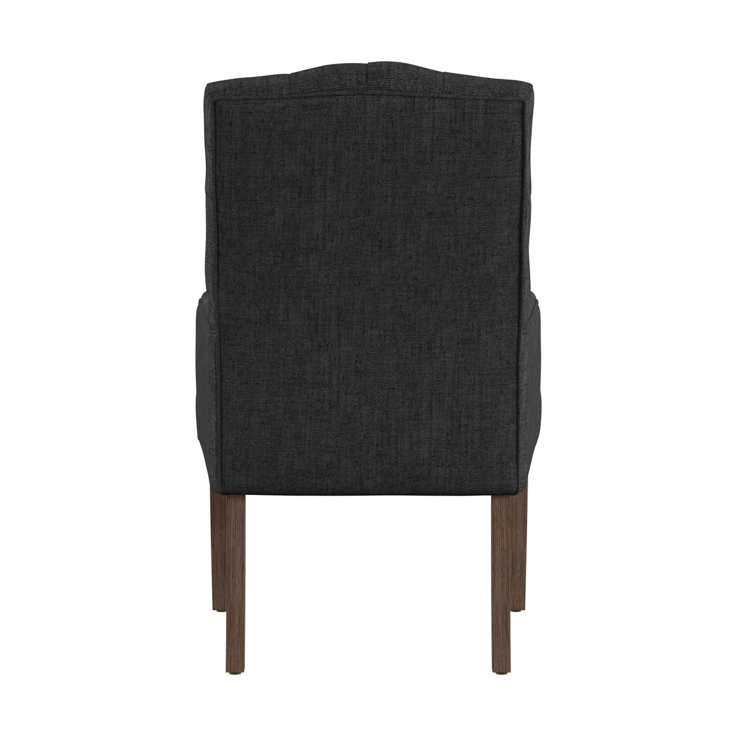 Light Distressed Natural Finish Linen Tufted Dining Chair - Dark Grey Linen