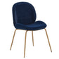 Velvet Upholstered Gold Finish Dining Chairs (Set of 2) - Blue Velvet