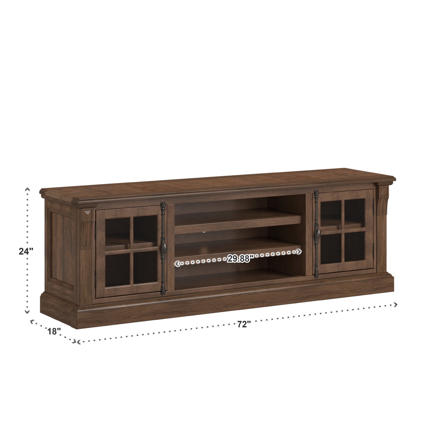 Brown Wire Brushed Finish TV Stand - 72-inch.