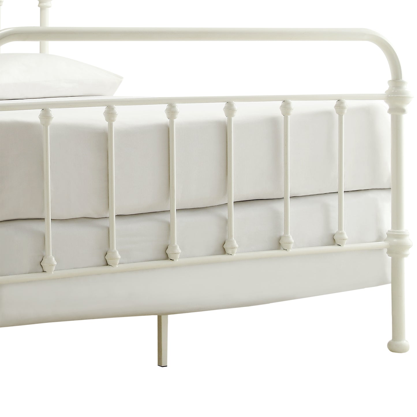 Antique Graceful Victorian Iron Metal Bed - Antique White, Full (Full Size)