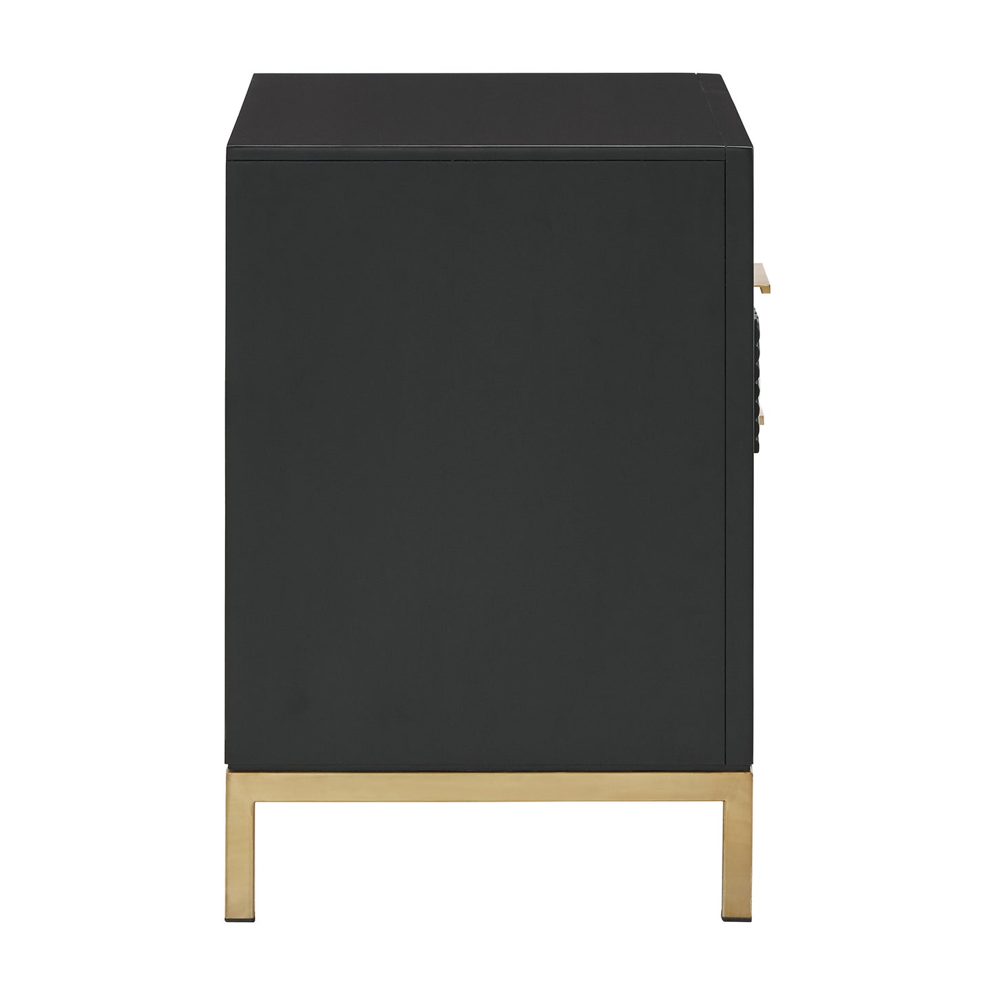 26" Tall 2 - Drawer Nightstand - Black Finish, Gold Accent