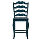 French Ladder Back Wood Counter Height Chairs (Set of 2) - Antique Dark Denim Blue