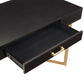 Black Finish Writing Desk with Gold Metal Base