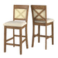 Cane Accent Counter Height - X-Back Chair (Set of 2), Oak Finish, Beige Linen