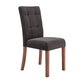 Cherry Finish Upholstered Dining Chairs (Set of 2) - Dark Grey Linen