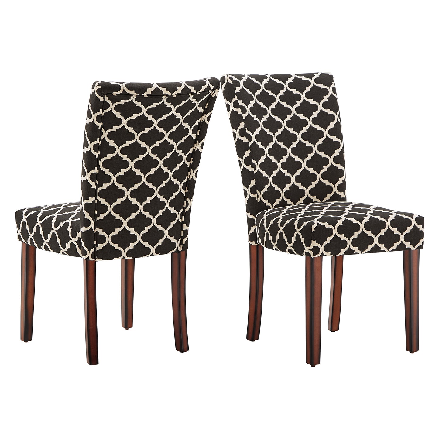 Moroccan Pattern Fabric Parsons Dining Chairs (Set of 2) - Vulcan Black
