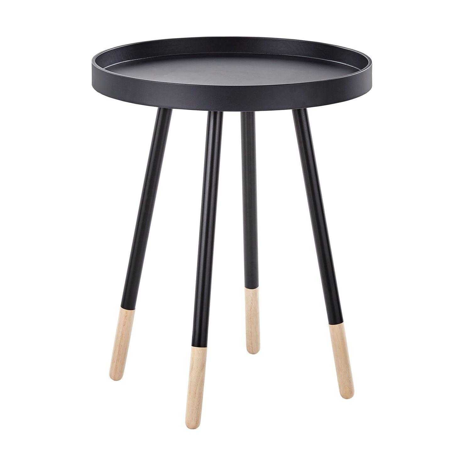 Paint-Dipped Round Tray-Top End Table - Vulcan Black