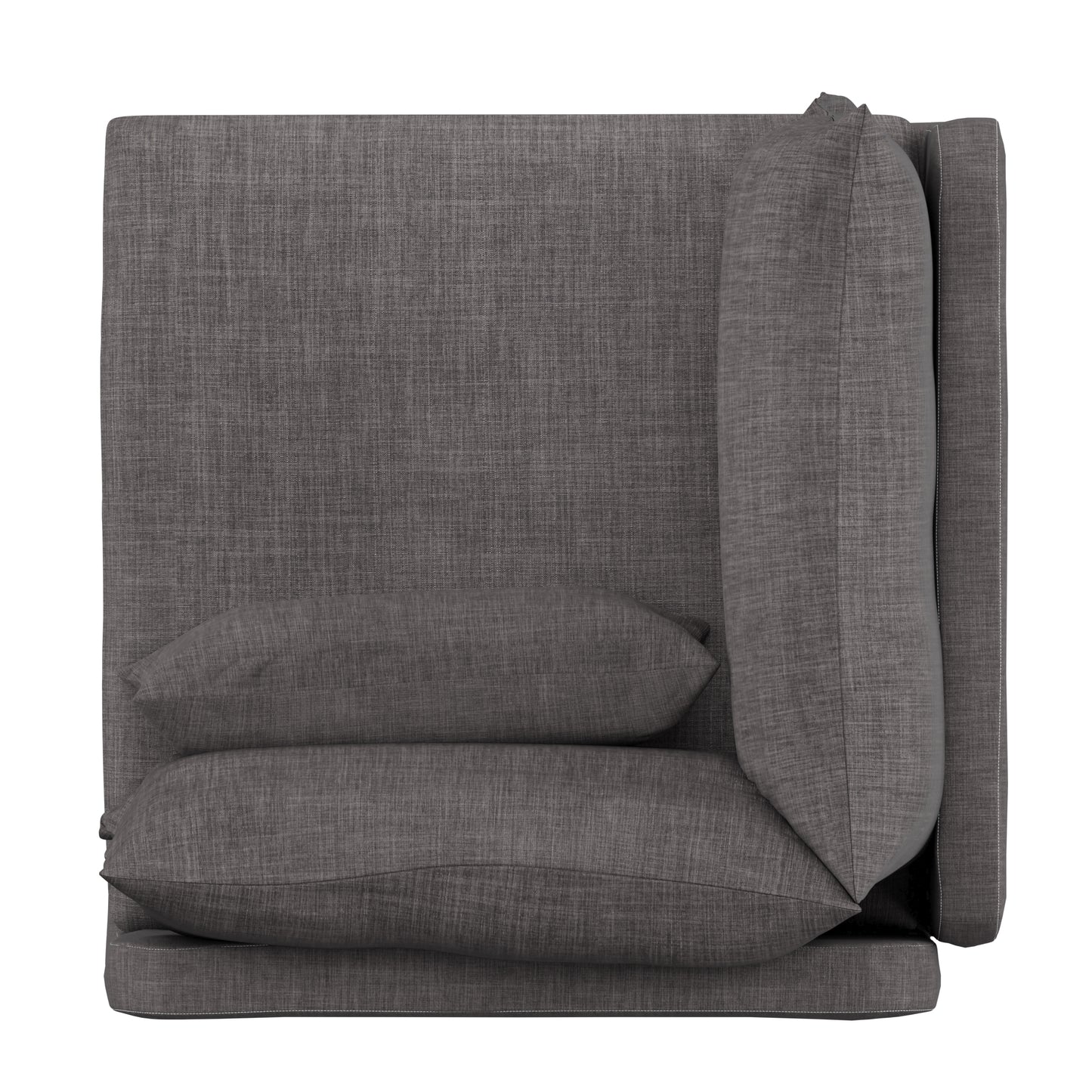 Modular Mid-Century Living Room Seating - Dark Grey Linen, Corner Chair