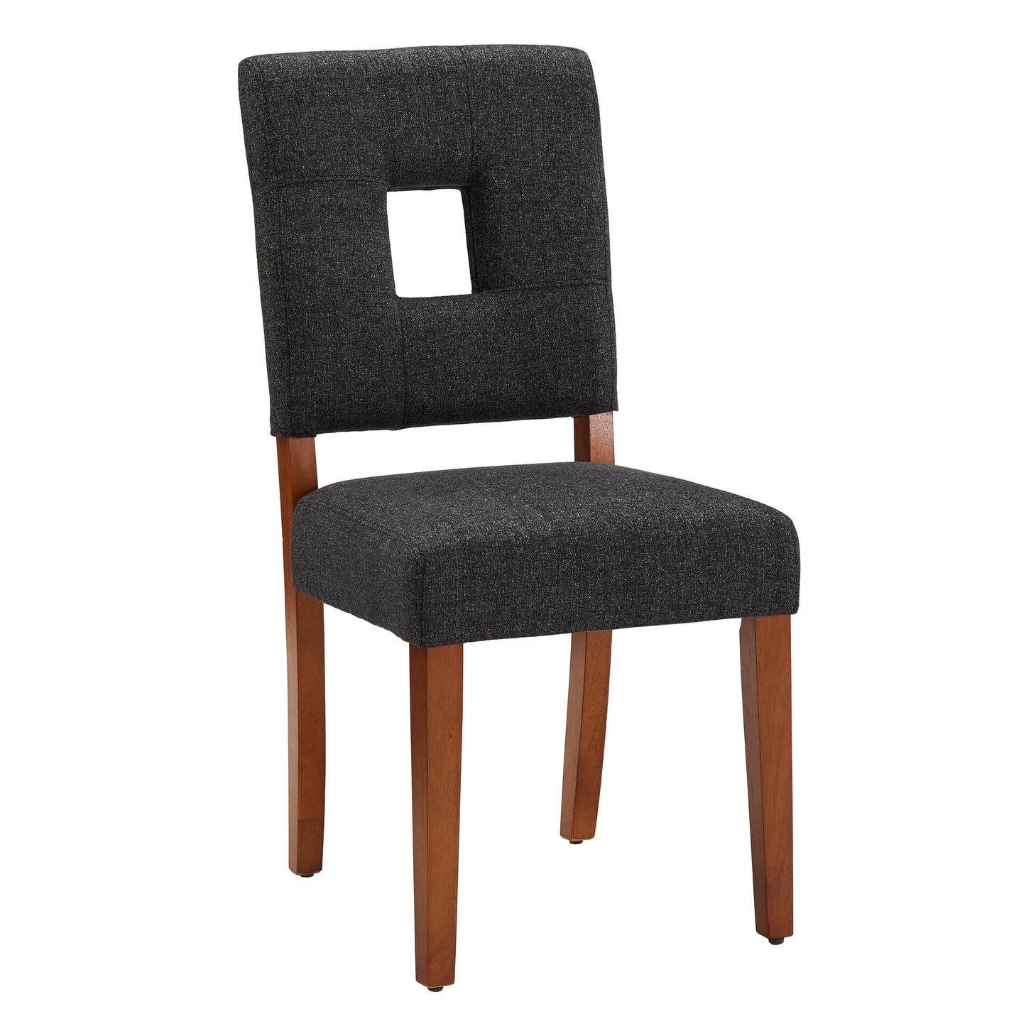 Upholstered Fabric Keyhole Dining Chairs (Set of 2) - Balck
