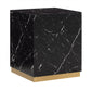 Faux Marble End Table with Casters - Black, Square