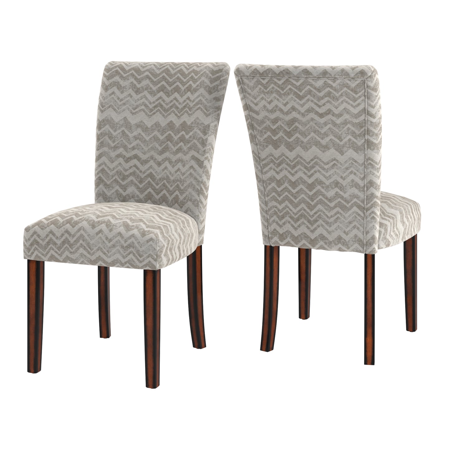 Print Parsons Dining Side Chairs (Set of 2) - Grey Chevron Print Fabric