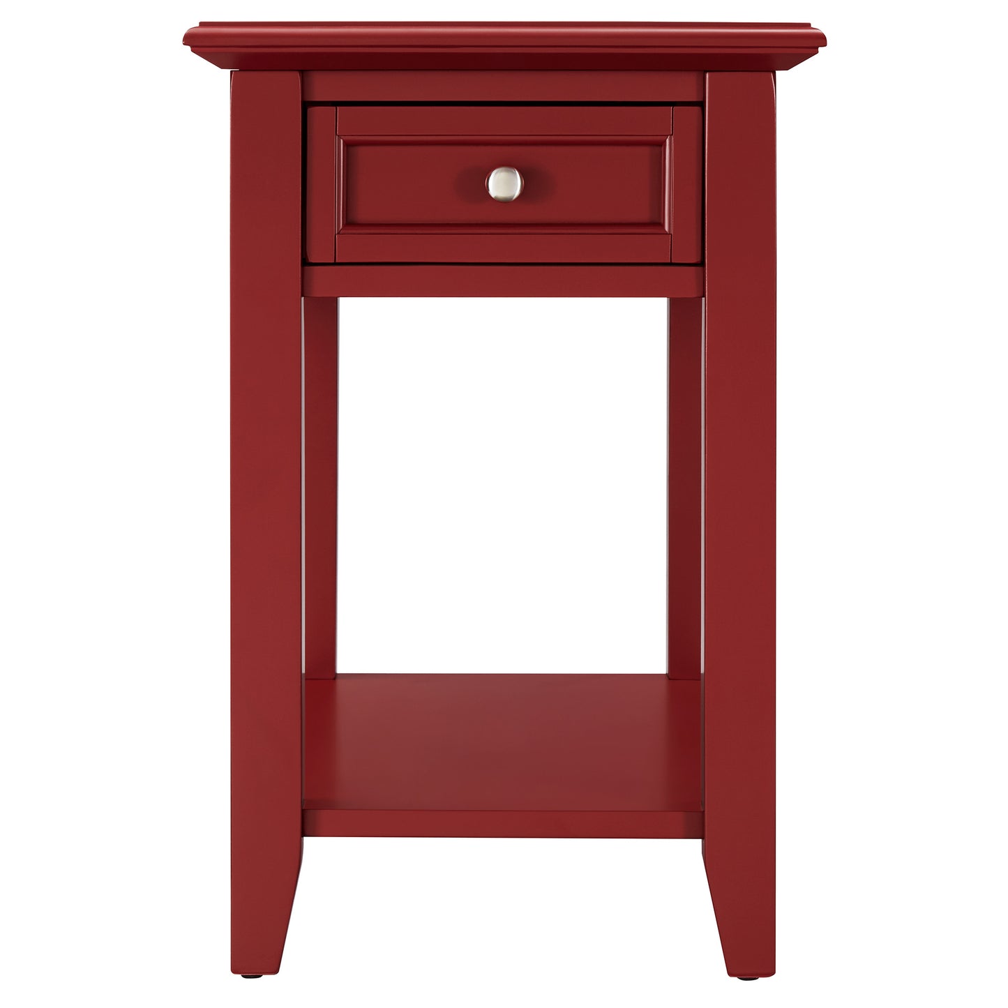 1-Drawer Side Table with Charging Station - Red