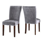 Upholstered Parson Dining Chairs (Set of 2) - Espresso Finish, Blue Steel Velvet