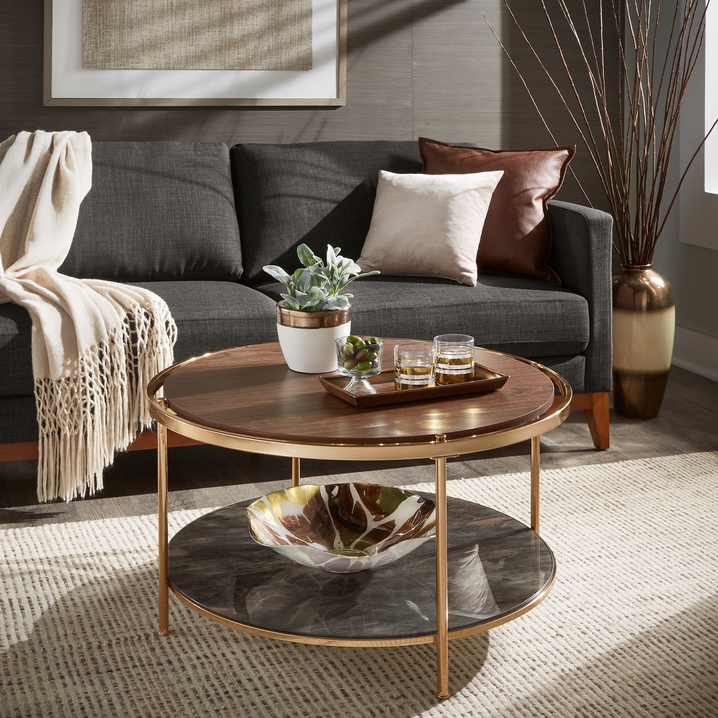 Champagne Gold Coffee Table with Storage