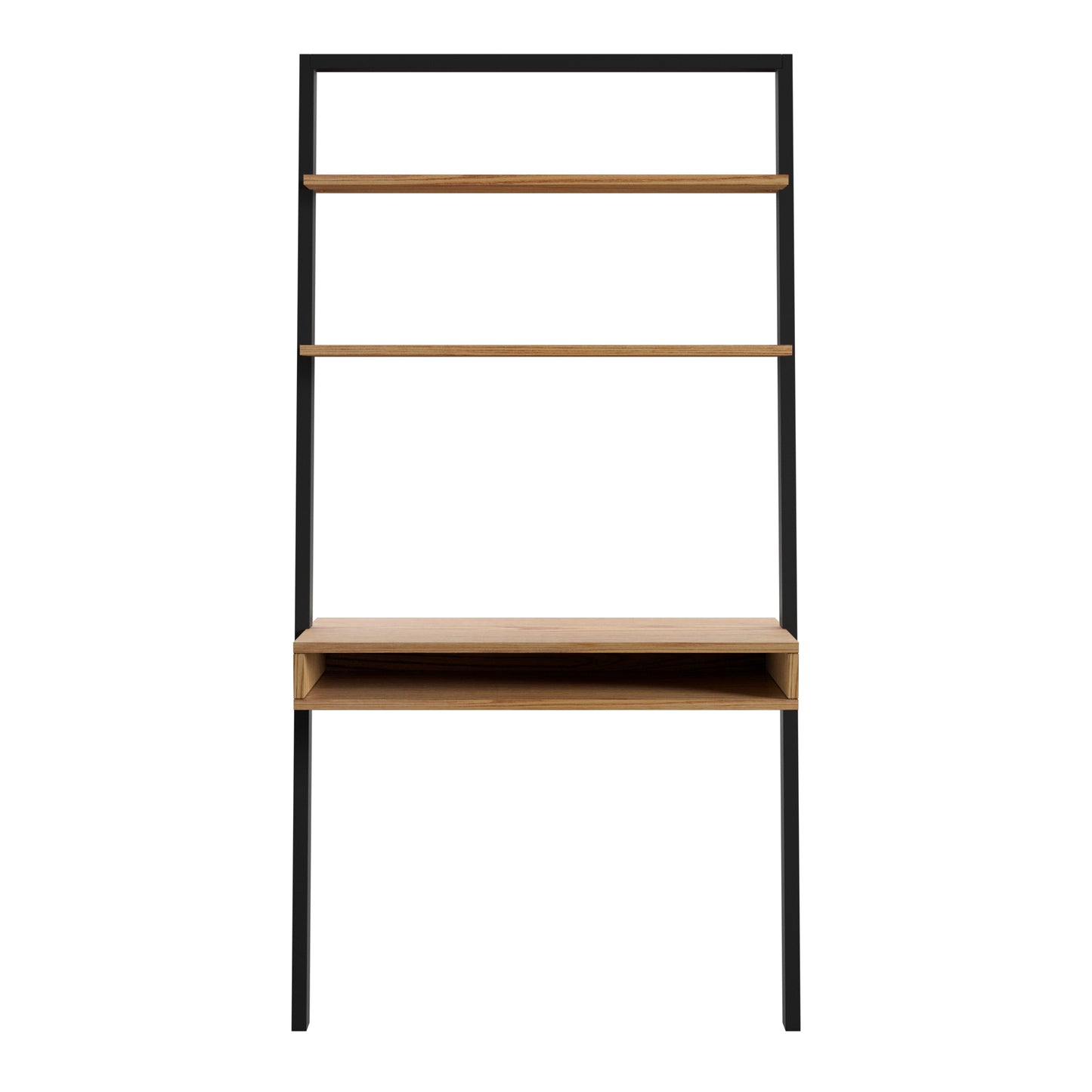Two-Tone Leaning Ladder Desk - Black and Oak Finish