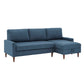Walnut Finish Fabric Sectional Sofa with Pull-Out Bed and Storage Chaise - Blue