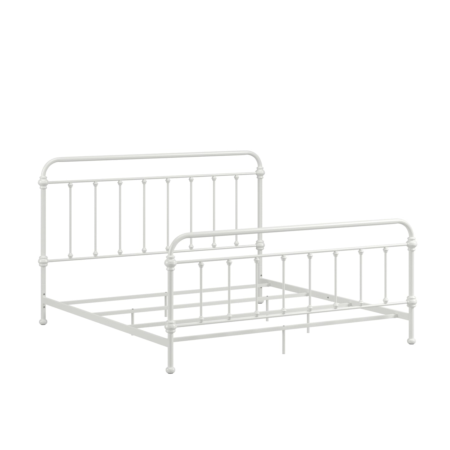 Antique Graceful Victorian Iron Metal Bed - Antique White, King Size (King Size)