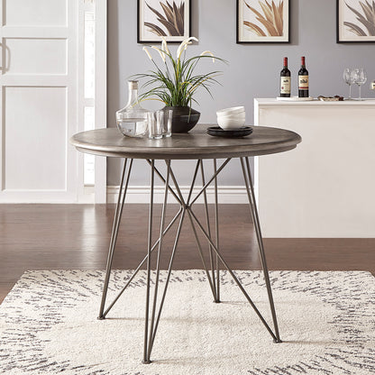 Round Iron and Grey Finish Dining Table - Counter Height Table