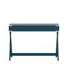 X-Base Wood Accent Campaign Writing Desk - Blue Steel