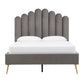Local Pickup Only - Art Deco Velvet Upholstered Platform Bed - Grey, Queen