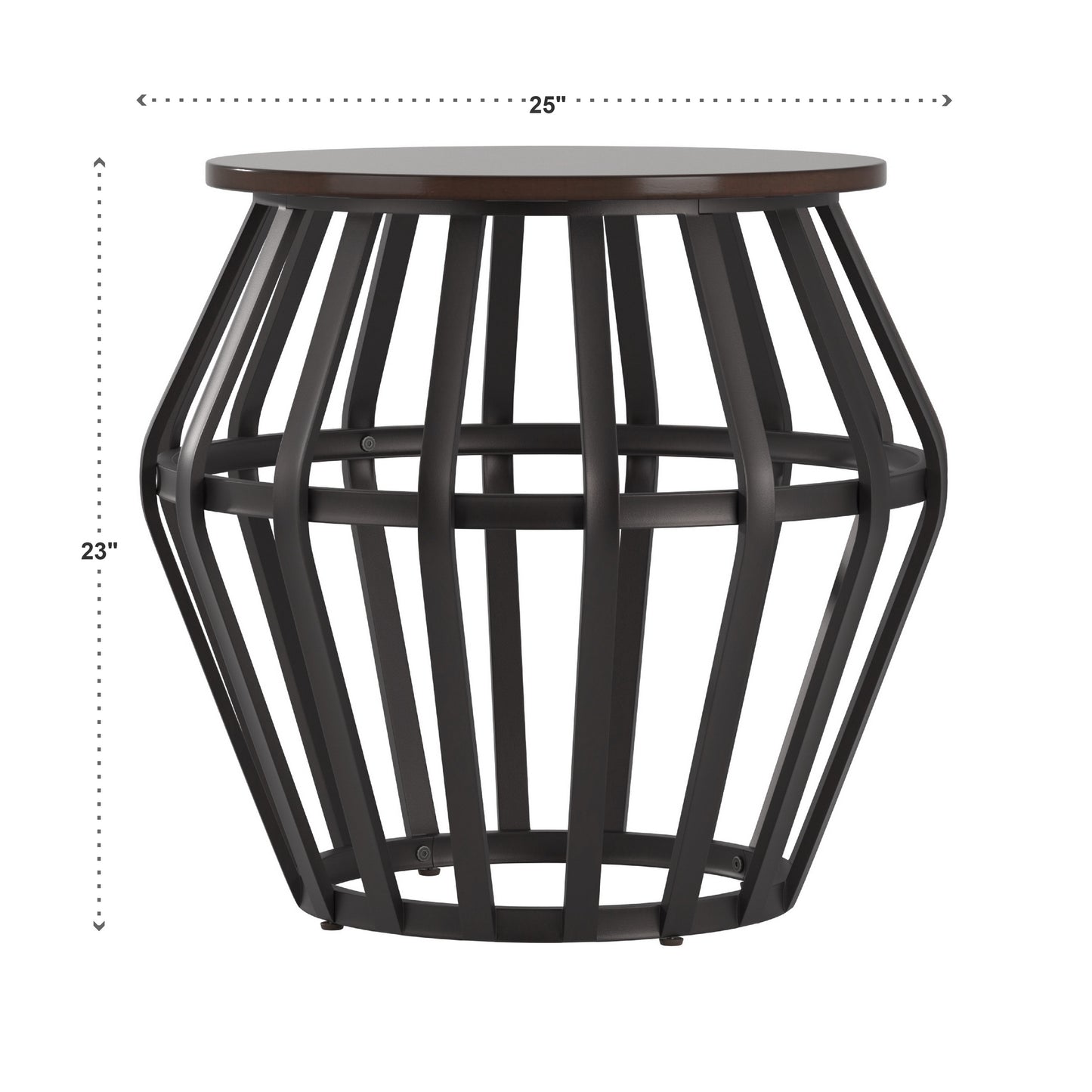 Metal Frame Round Cage End Table