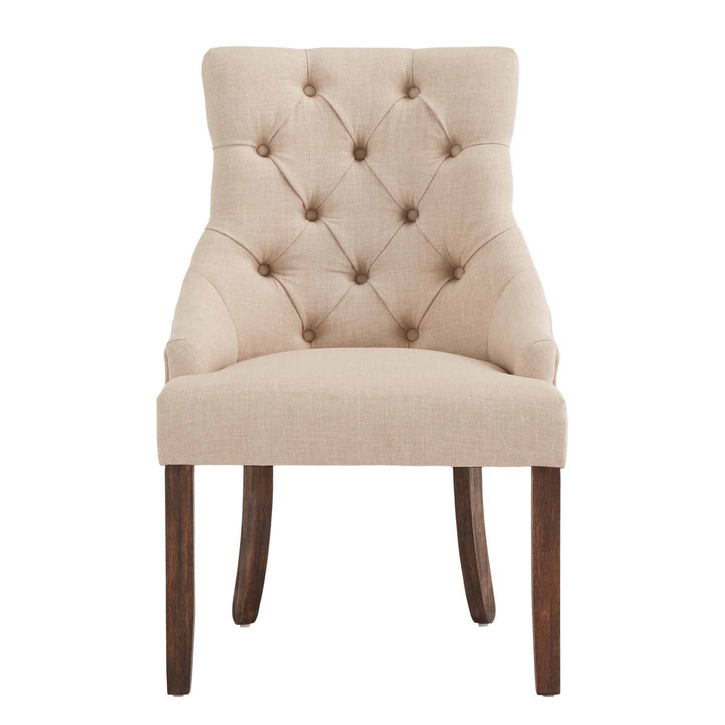 Linen Curved Back Tufted Dining Chairs (Set of 2) - Beige Linen
