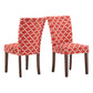 Moroccan Pattern Fabric Parsons Dining Chairs (Set of 2) - Espresso Finish, Samba Red
