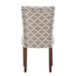 Moroccan Pattern Fabric Parsons Dining Chairs (Set of 2) - Espresso Finish, Frost Grey