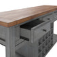 Local Pickup Only - Two-Tone Wood Wine Rack Buffet Server - Oak Finish Top with Antique Grey Finish Base