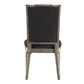 Ornate Linen and Wood Dining Chairs (Set of 2) - Dark Grey Linen, Antique Grey Oak Finish