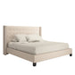 Nailhead Wingback Tufted Upholstered Platform Bed - Beige Linen, King Size