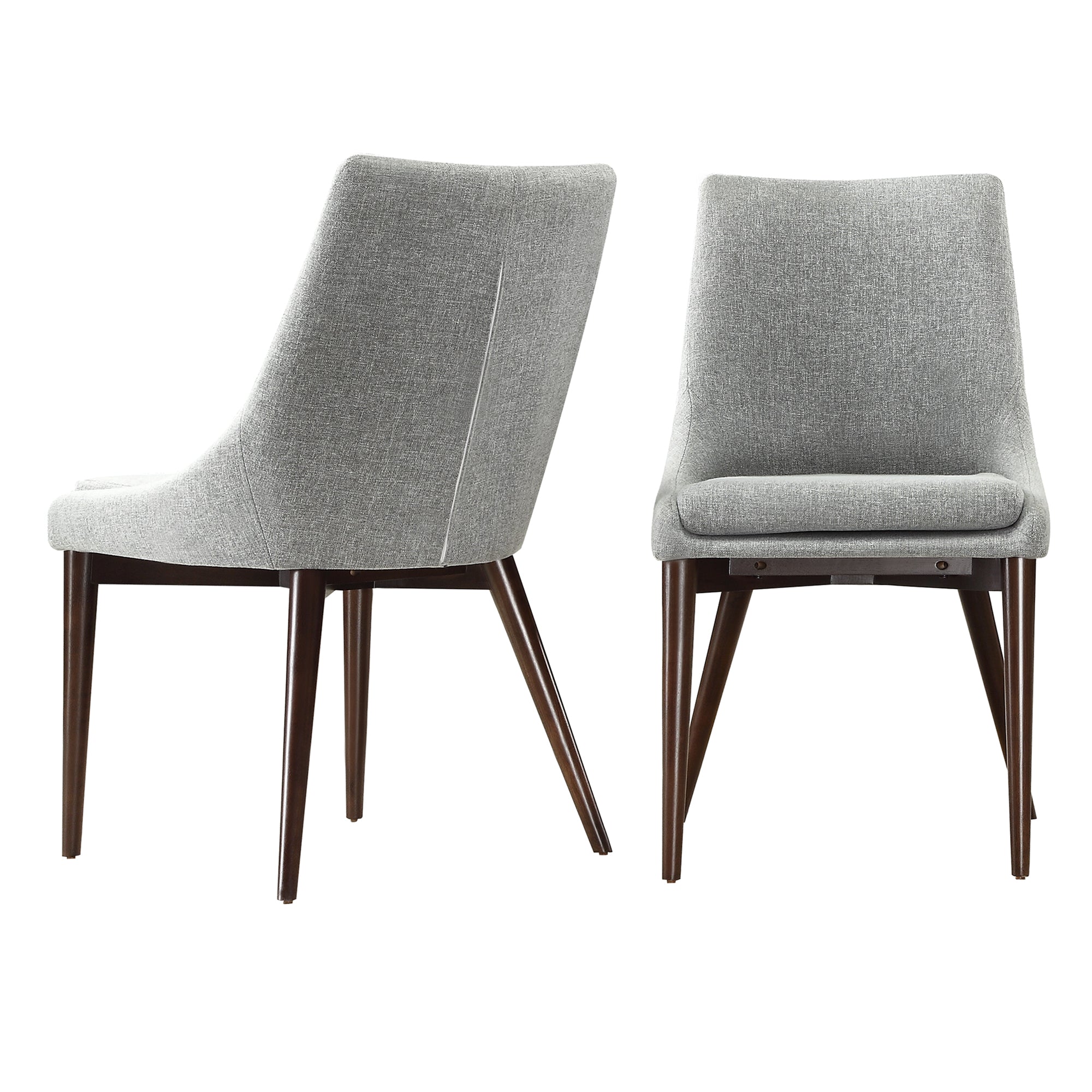 Mid-Century Barrel Back Fabric Dining Chairs (Set of 2) - Grey