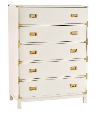 5-Drawer Gold Accent Campaign Chest - White by iNSPIRE Q Bold iNSPIRE Q Home 5-Drawer Gold Accent Campaign Chest - White by iNSPIRE Q Bold iNSPIRE Q Home