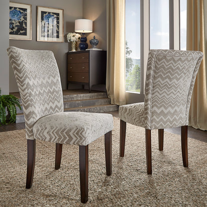 Print Parsons Dining Side Chairs (Set of 2) - Grey Chevron Print Fabric