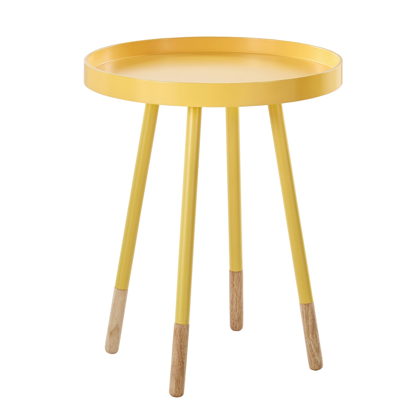 Paint-Dipped Round Tray-Top End Table - Banana Yellow