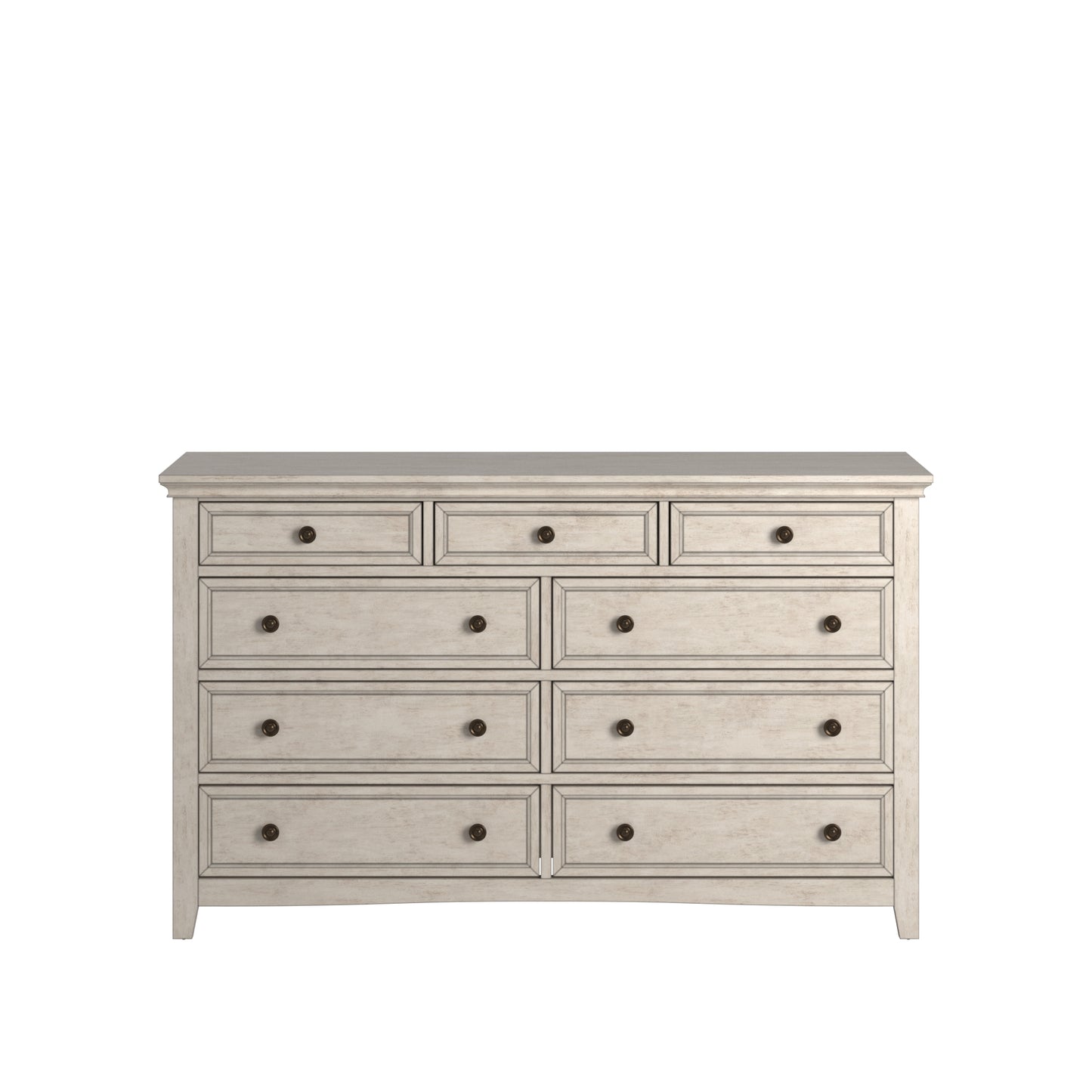 9-Drawer Wood Modular Storage Dresser - Antique White Finish, Dresser Only