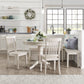 Wood 5-Piece Breakfast Nook Set - Antique White Finish, Mission Back, Round Table