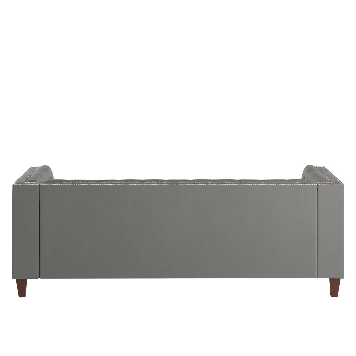 Jewel-Tufted Grey Velvet Tuxedo Sofa