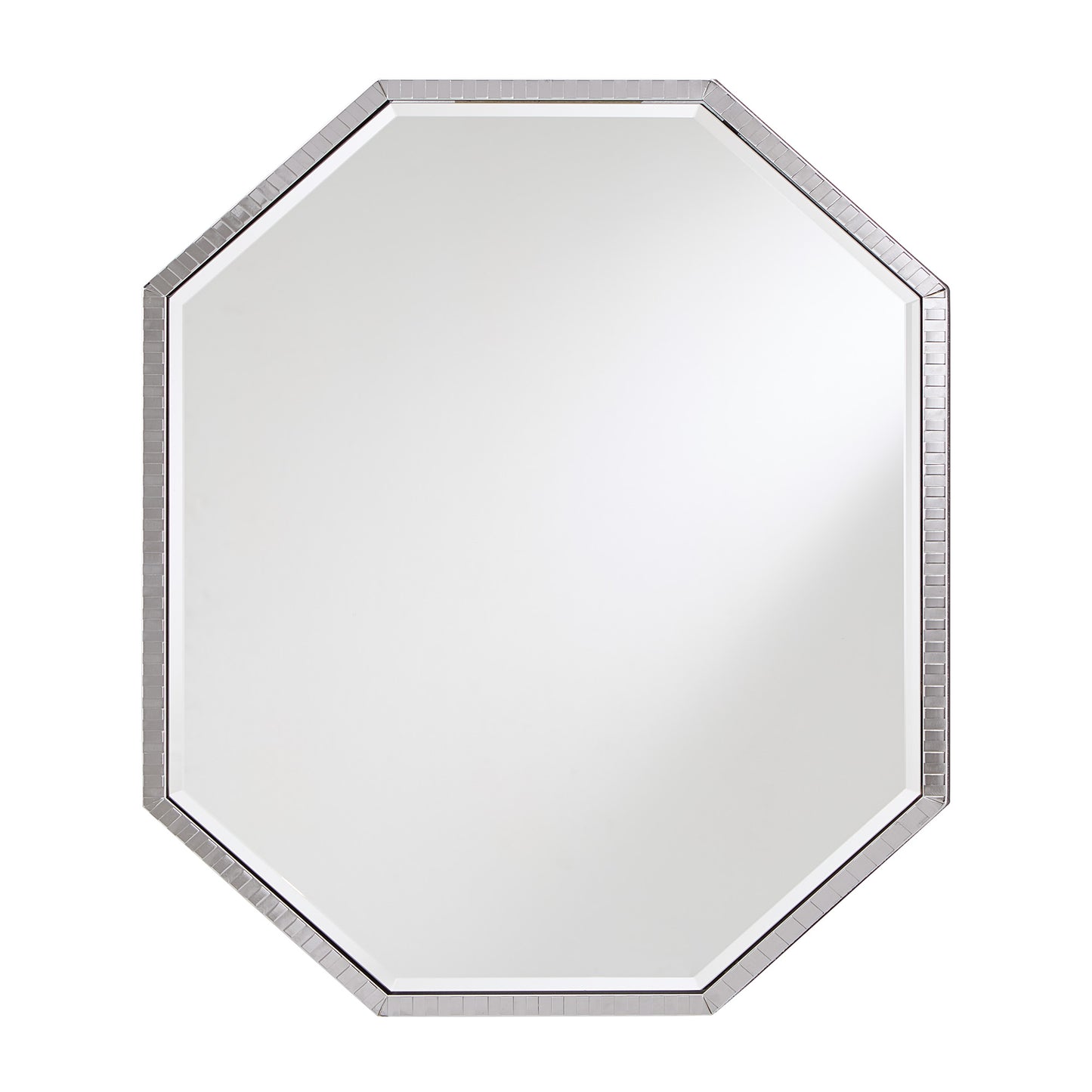 Chrome Checkered Pattern Metal Octagon Wall Mirror