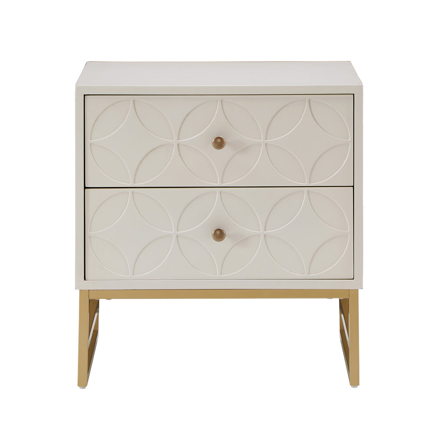 Arched Diamond Gold Metal End Table - White