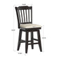 Slat Back Counter Height Wood Swivel Chair - Antique Black Finish