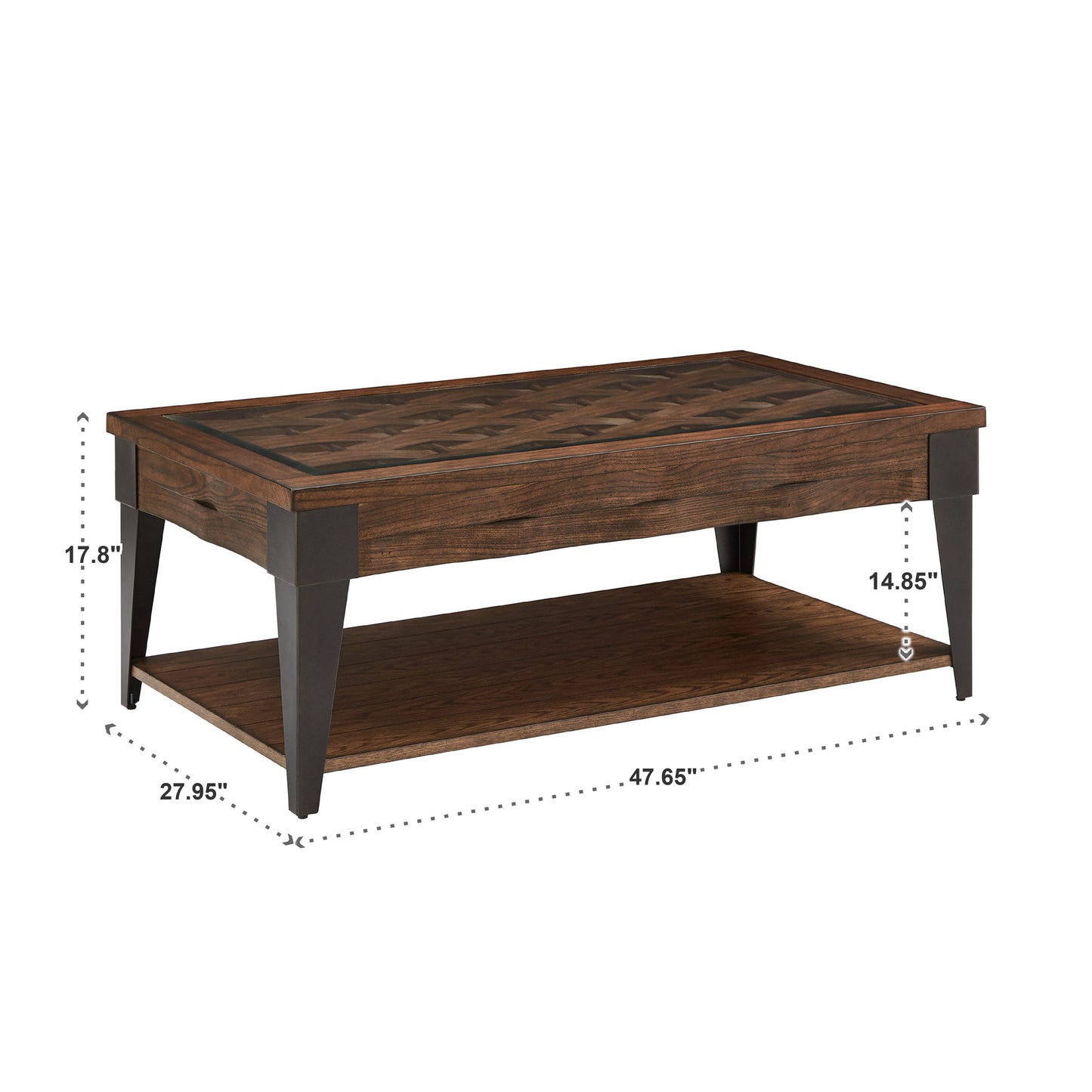 Dark Brown Wood and Metal Tables - Coffee Table Only