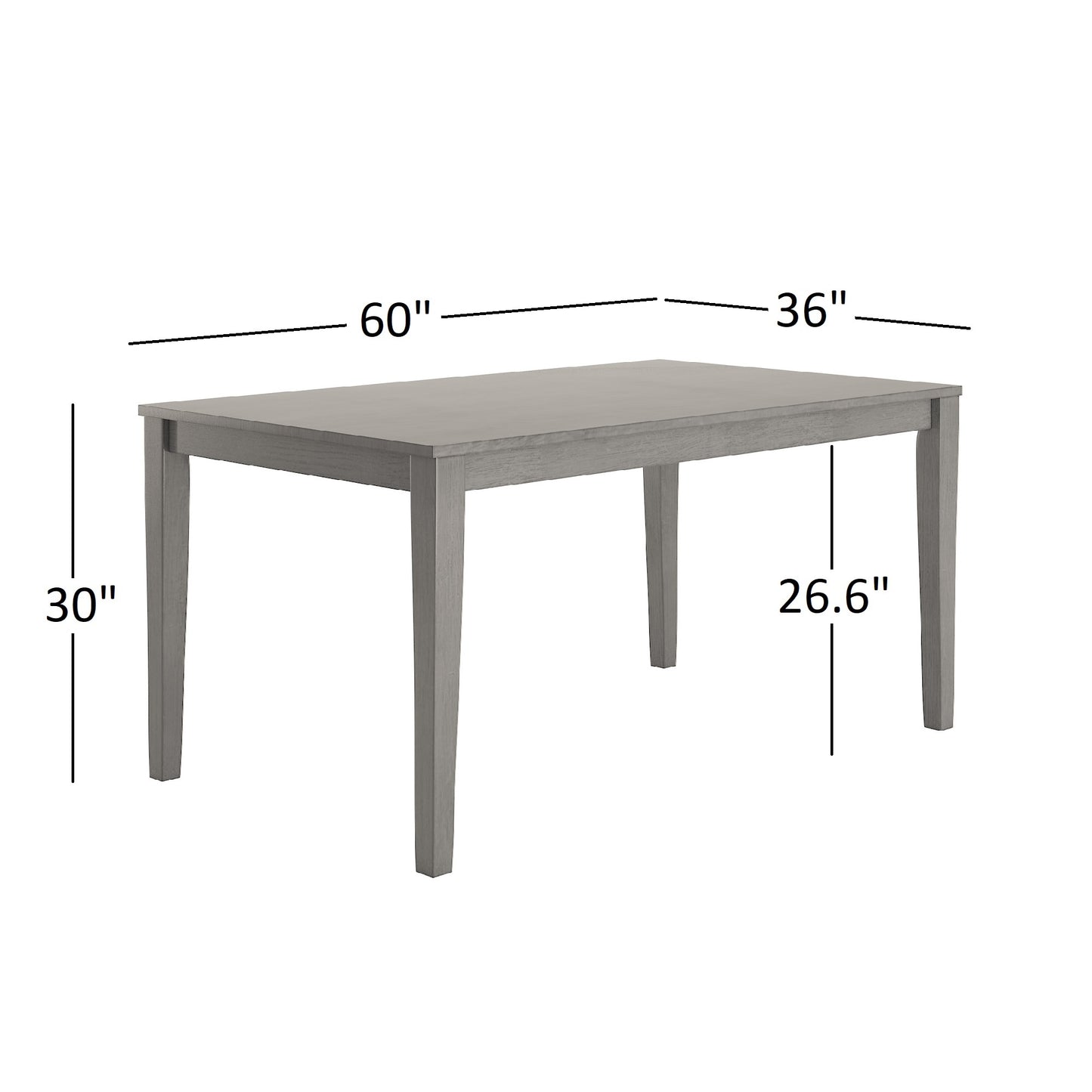 60-inch Rectangular Dining Table - Antique Grey Finish