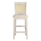 Cane Accent Counter Height - Slat Back Chair (Set of 2), Antique White Finish, Beige Linen
