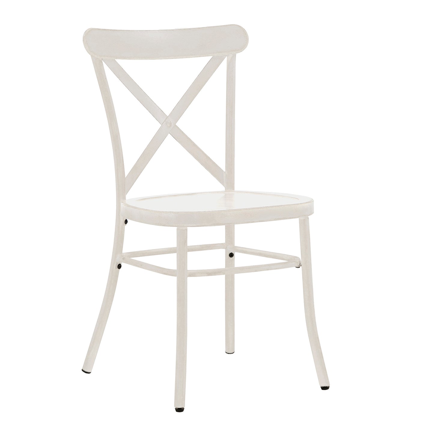 Metal Dining Chairs (Set of 2) - Antique White Finish