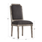 Arched Linen and Wood Dining Chairs (Set of 2) - Dark Grey Linen, Antique Grey Oak Finish
