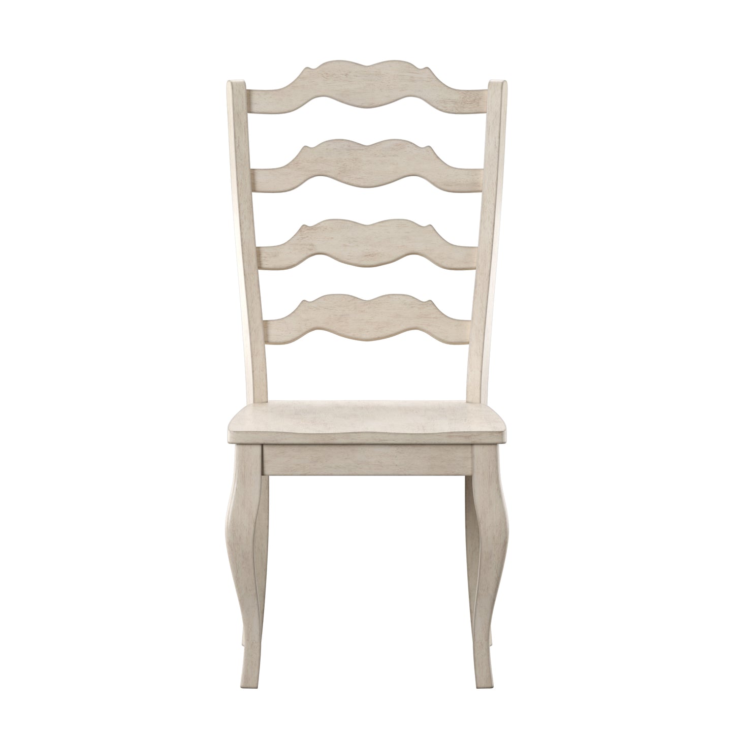 French Ladder Back Wood Dining Chairs (Set of 2) - Antique White