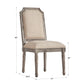 Arched Linen and Wood Dining Chairs (Set of 2) - Bridge Linen, Antique Grey Oak Finish