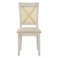 Cane Accent Dining - X-Back Chair (Set of 2), Antique White Finish, Beige Linen